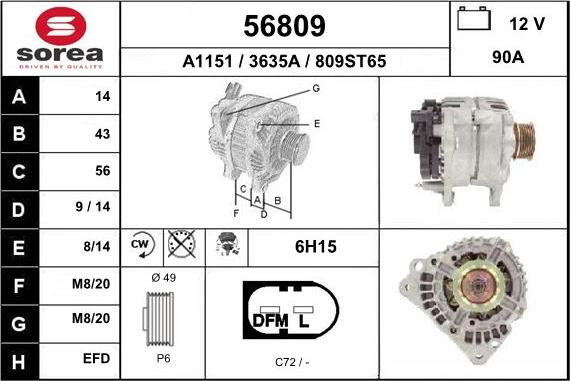 EAI 56809 - Alternator car-mod.net