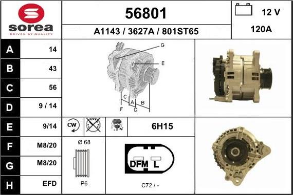 EAI 56801 - Alternator car-mod.net