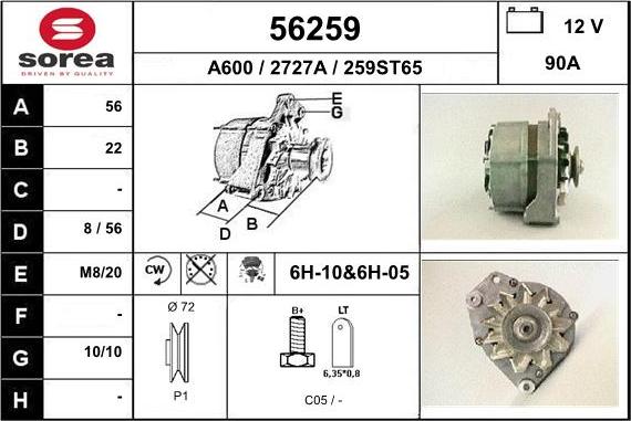 EAI 56259 - Alternator car-mod.net
