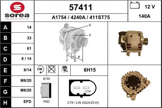 EAI 57411 - Alternator car-mod.net