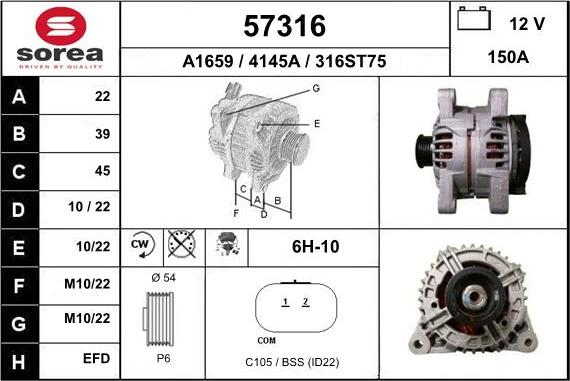 EAI 57316 - Alternator car-mod.net