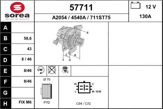 EAI 57711 - Alternator car-mod.net