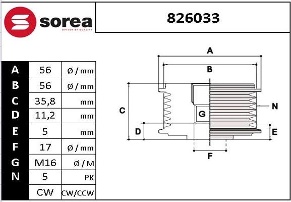 EAI 826033 - Pulley, alternator, freewheel clutch car-mod.net