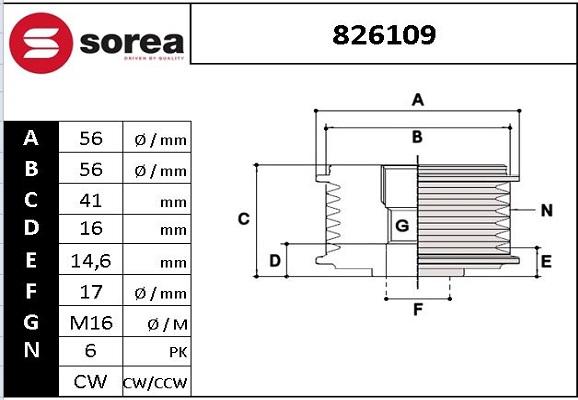 EAI 826109 - Pulley, alternator, freewheel clutch car-mod.net