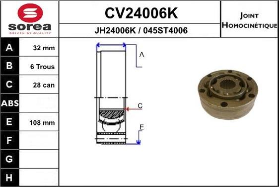 EAI CV24006K - CV Joint Kit, drive shaft car-mod.net