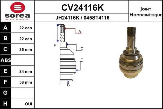 EAI CV24116K - CV Joint Kit, drive shaft car-mod.net