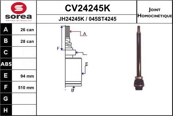 EAI CV24245K - CV Joint Kit, drive shaft car-mod.net