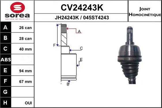 EAI CV24243K - CV Joint Kit, drive shaft car-mod.net