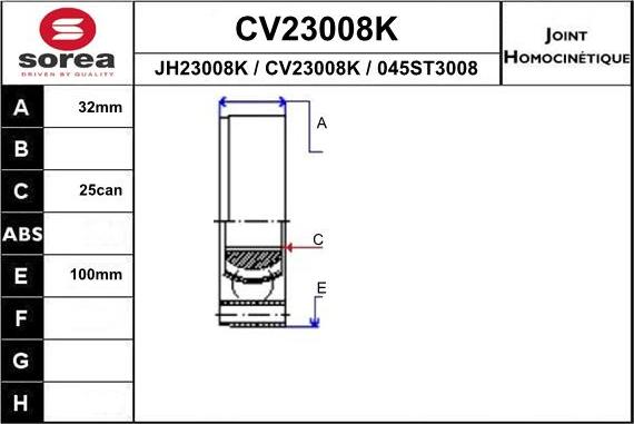 EAI CV23008K - CV Joint Kit, drive shaft car-mod.net