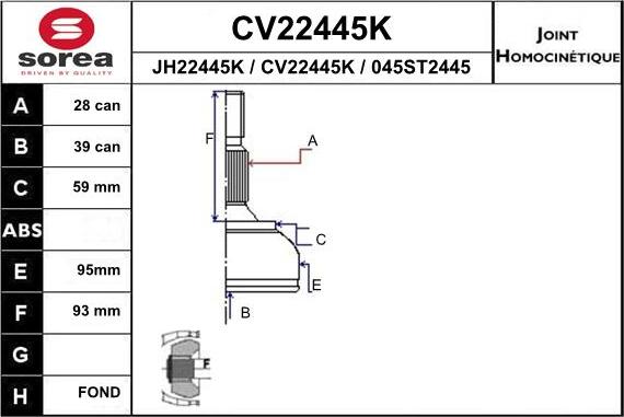 EAI CV22445K - CV Joint Kit, drive shaft car-mod.net