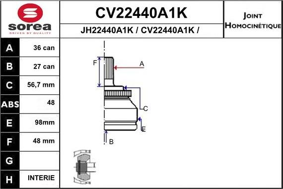 EAI CV22440A1K - CV Joint Kit, drive shaft car-mod.net