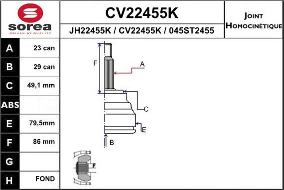 EAI CV22455K - CV Joint Kit, drive shaft car-mod.net