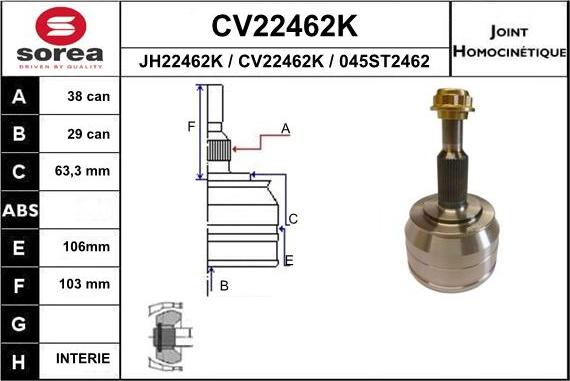 EAI CV22462K - CV Joint Kit, drive shaft car-mod.net