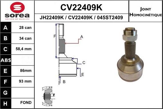 EAI CV22409K - CV Joint Kit, drive shaft car-mod.net
