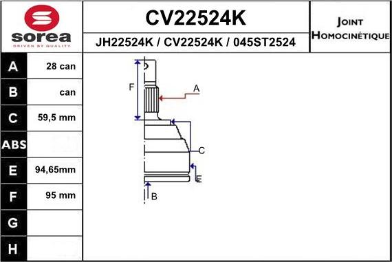 EAI CV22524K - CV Joint Kit, drive shaft car-mod.net