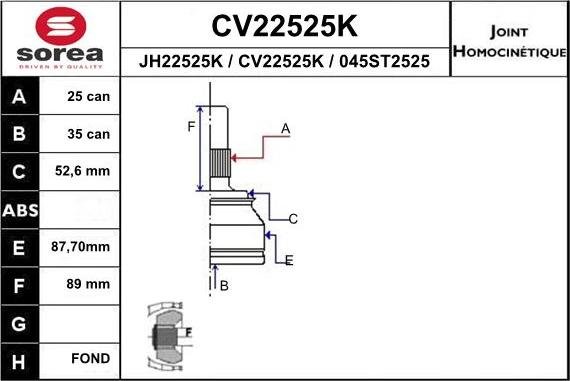 EAI CV22525K - CV Joint Kit, drive shaft car-mod.net