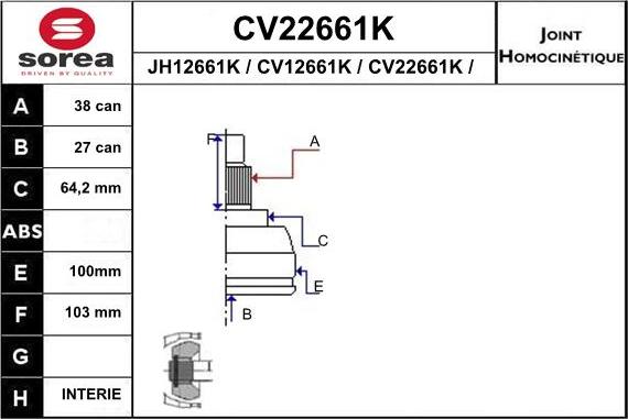 EAI CV22661K - CV Joint Kit, drive shaft car-mod.net