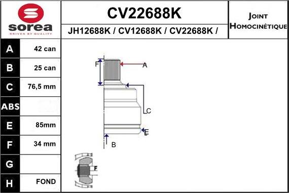 EAI CV22688K - CV Joint Kit, drive shaft car-mod.net