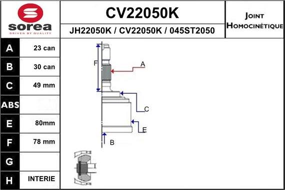 EAI CV22050K - CV Joint Kit, drive shaft car-mod.net