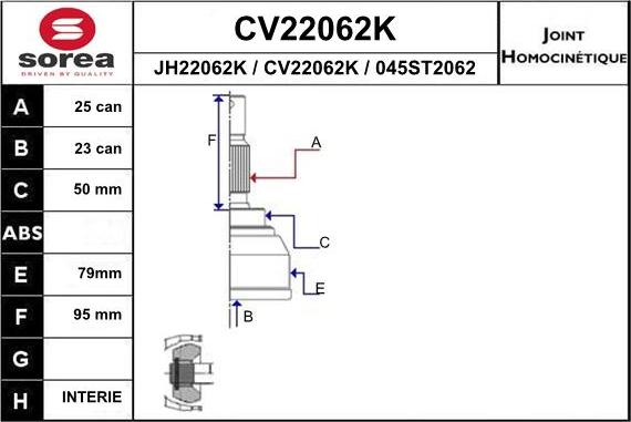 EAI CV22062K - CV Joint Kit, drive shaft car-mod.net