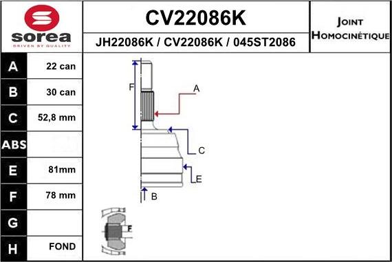EAI CV22086K - CV Joint Kit, drive shaft car-mod.net