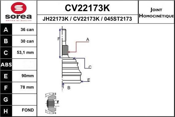EAI CV22173K - CV Joint Kit, drive shaft car-mod.net