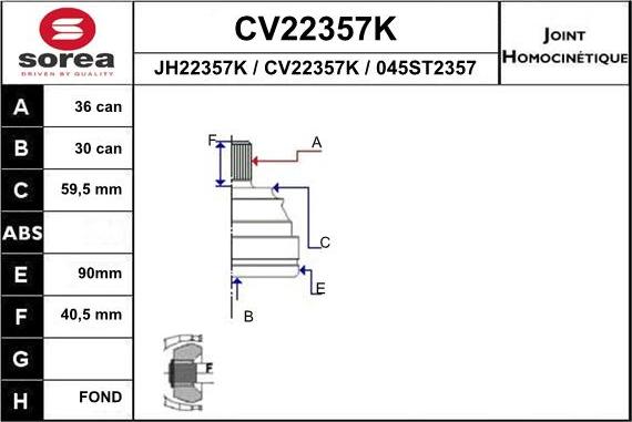 EAI CV22357K - CV Joint Kit, drive shaft car-mod.net