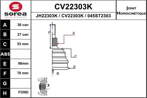 EAI CV22303K - CV Joint Kit, drive shaft car-mod.net