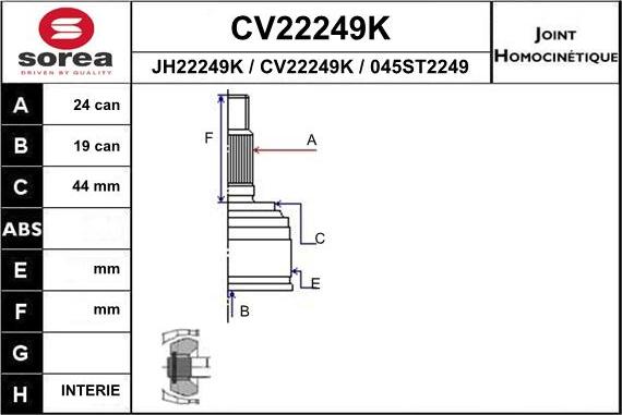 EAI CV22249K - CV Joint Kit, drive shaft car-mod.net