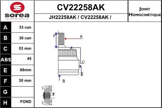 EAI CV22258AK - CV Joint Kit, drive shaft car-mod.net
