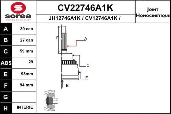 EAI CV22746A1K - CV Joint Kit, drive shaft car-mod.net