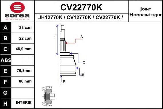 EAI CV22770K - CV Joint Kit, drive shaft car-mod.net
