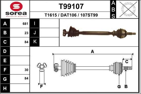 EAI T99107 - Drive Shaft car-mod.net