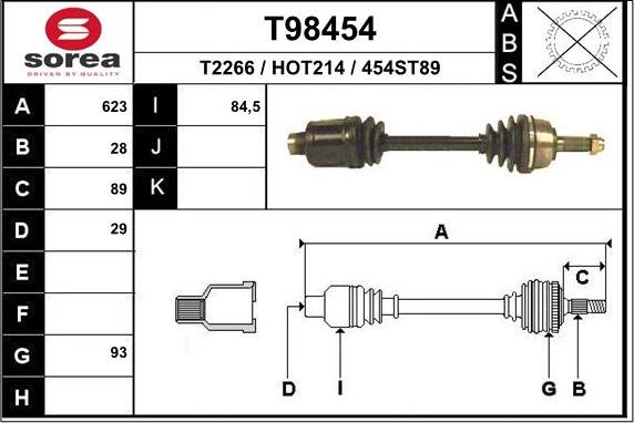 EAI T98454 - Drive Shaft car-mod.net