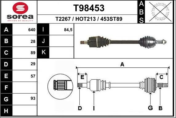 EAI T98453 - Drive Shaft car-mod.net