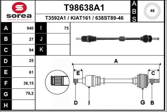 EAI T98638A1 - Drive Shaft car-mod.net