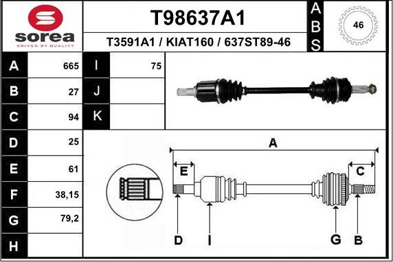 EAI T98637A1 - Drive Shaft car-mod.net