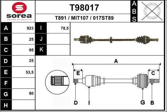 EAI T98017 - Drive Shaft car-mod.net