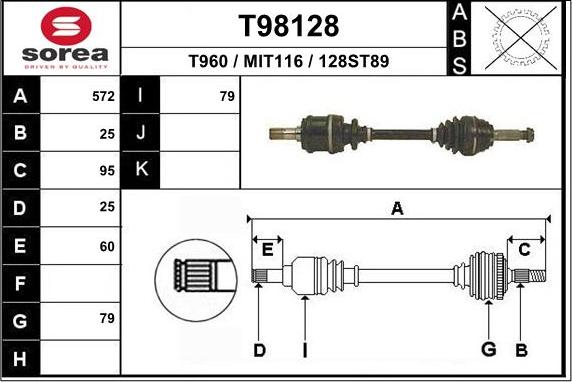 EAI T98128 - Drive Shaft car-mod.net