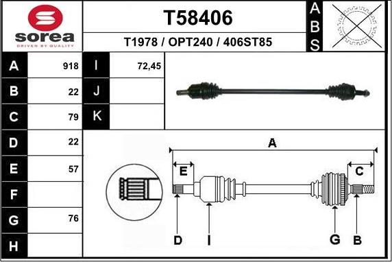 EAI T58406 - Drive Shaft car-mod.net