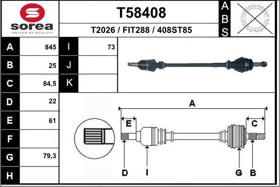 EAI T58408 - Drive Shaft car-mod.net