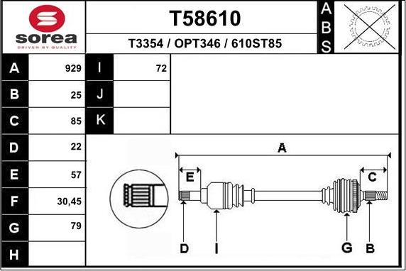 EAI T58610 - Drive Shaft car-mod.net
