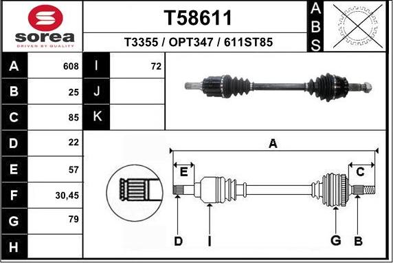 EAI T58611 - Drive Shaft car-mod.net