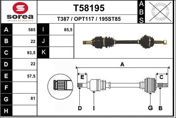 EAI T58195 - Drive Shaft car-mod.net
