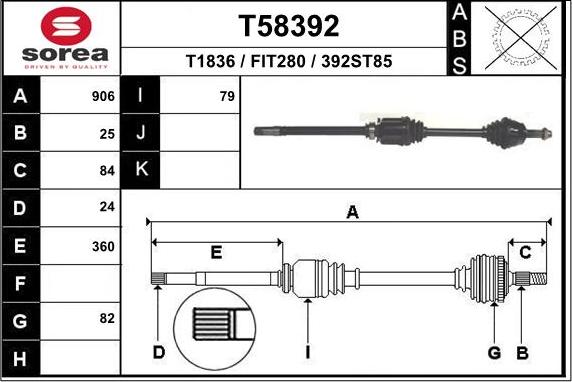 EAI T58392 - Drive Shaft car-mod.net
