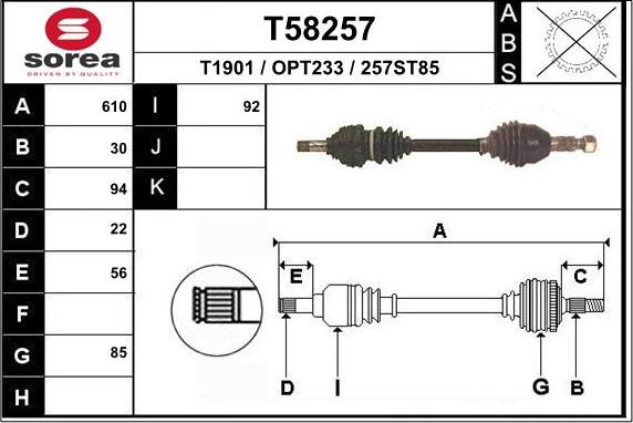 EAI T58257 - Drive Shaft car-mod.net