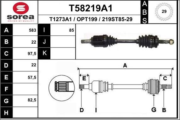 EAI T58219A1 - Drive Shaft car-mod.net