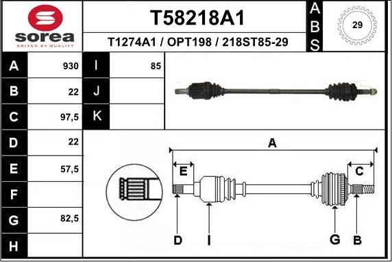 EAI T58218A1 - Drive Shaft car-mod.net