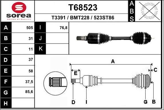 EAI T68523 - Drive Shaft car-mod.net
