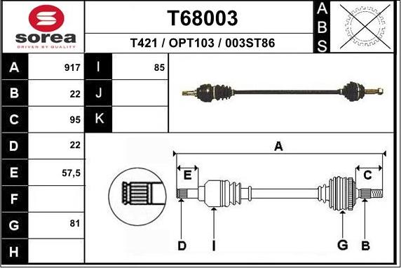 EAI T68003 - Drive Shaft car-mod.net